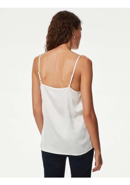 V Yaka Askılı Saten Bluz fırsatları