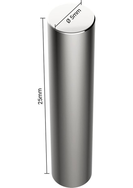 Çubuk Mıknatıs Neodyum Çubuk Mıknatıs D5X25MM ( 5mm Çap - 25 mm Uzunluk )