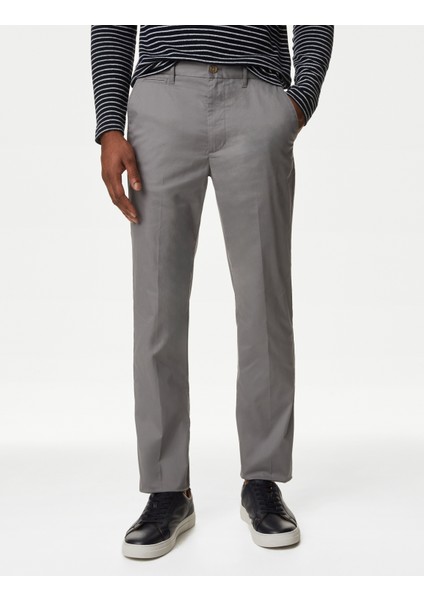 Regular Fit Hafif Dokulu Chino Pantolon