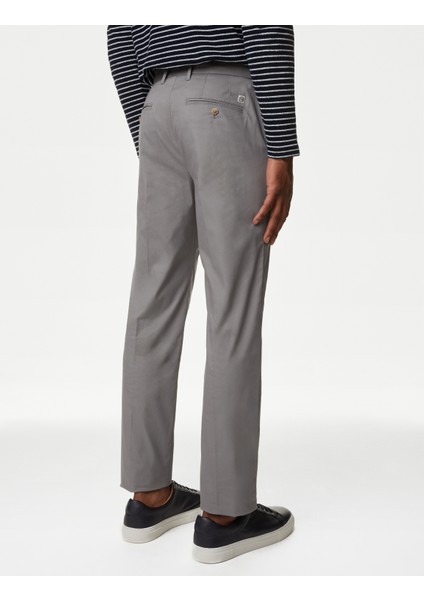 Regular Fit Hafif Dokulu Chino Pantolon