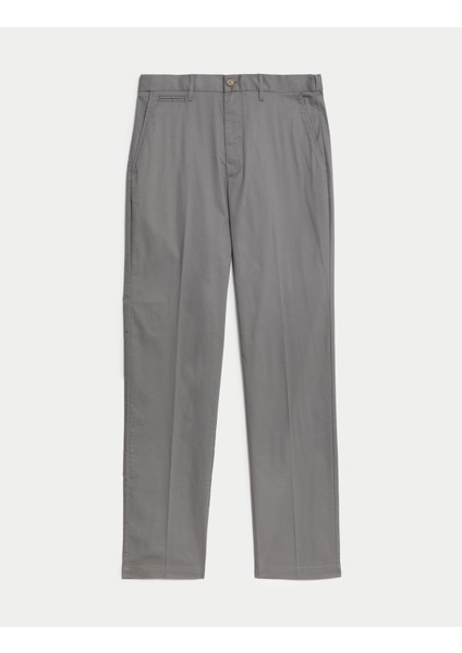 Regular Fit Hafif Dokulu Chino Pantolon