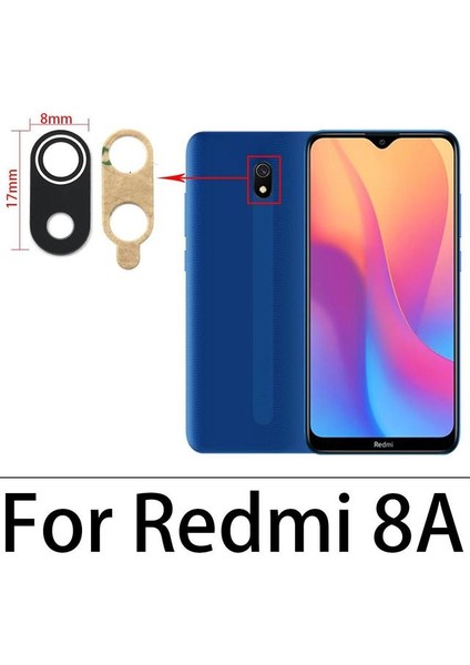 Xiaomi Redmi 8A Arka Kamera Camı Lens Yapışkanlı