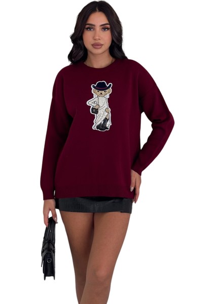 Ayıcıklı Kazak V4 - Kadın Triko Kazak Standart Beden 007