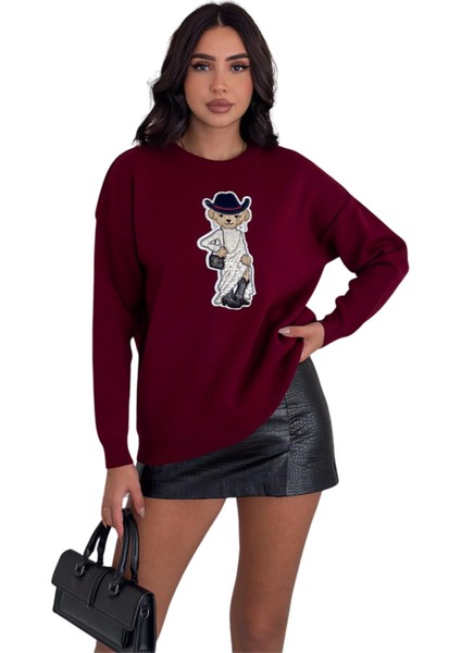 Ayıcıklı Kazak V4 - Kadın Triko Kazak Standart Beden 007 modelleri