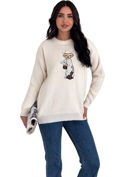 Ayıcıklı Kazak V4 - Kadın Triko Kazak Standart Beden 007