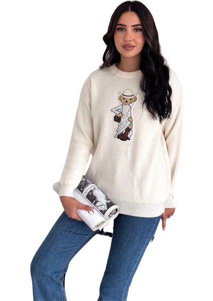 Ayıcıklı Kazak V4 - Kadın Triko Kazak Standart Beden 007 fiyatları