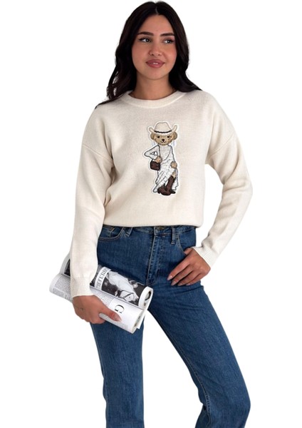 Ayıcıklı Kazak V4 - Kadın Triko Kazak Standart Beden 007 modelleri