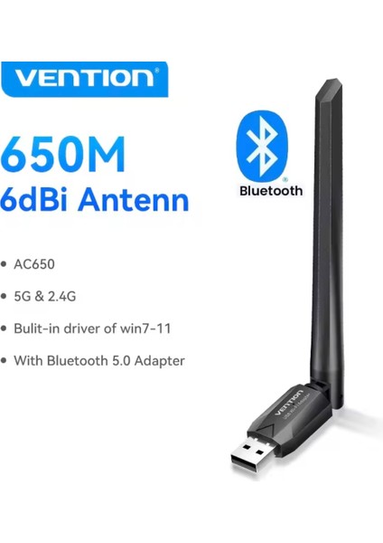 AC650M Wifi+Bluetooth Adaptörü CE/FC /ROHS Lisanslı Süper Hızlı Çift Bant 5Ghz 650Mbps/433Mbps/2.4Ghz 133Mbps