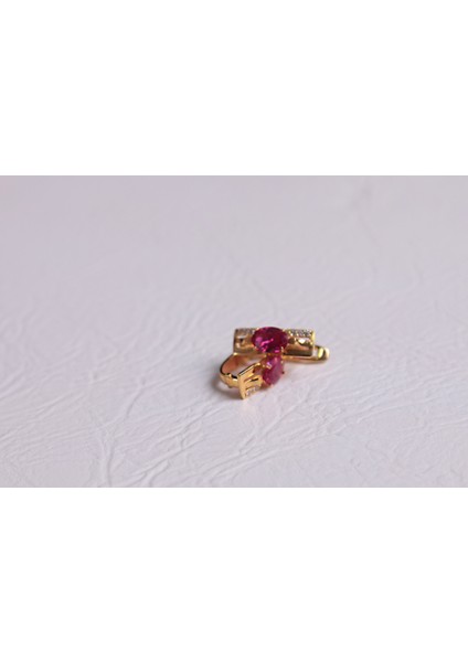 14 Ayar Altın Pembe Taşlı Küpe 2,53 gr
