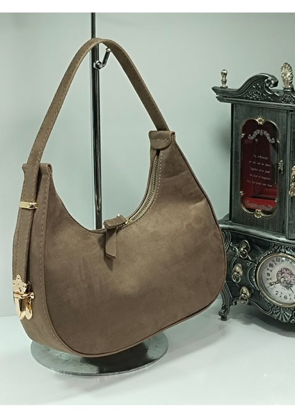 Süet Cherry Model Gold Detaylı Kadın Kol Çantası
