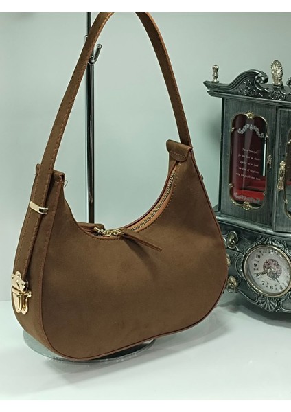 Süet Cherry Model Gold Detaylı Kadın Kol Çantası