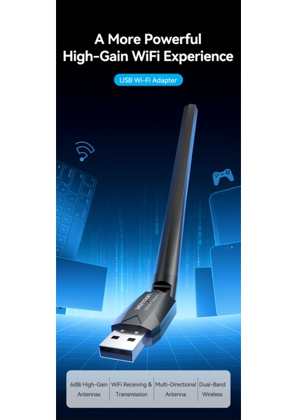 AC650M Wifi+Bluetooth Adaptörü CE/FC /ROHS Lisanslı Süper Hızlı Çift Bant 5Ghz 650Mbps/433Mbps/2.4Ghz 133Mbps