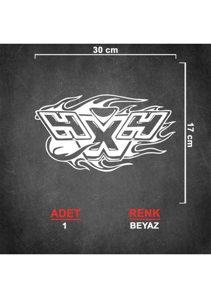 4x4 Alev Sticker - 4x4 Sticker - Off Road Sticker - Jeep Sticker - Oto Sticker - Araba Sticker - Kaput Sticker - Kapı Sticker