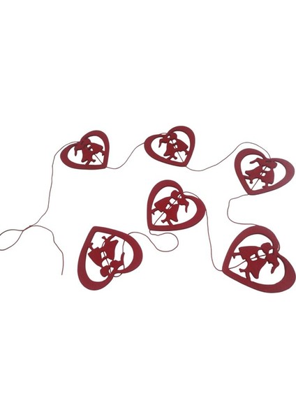 8 Li 180 cm Kırmızı Renk Öpüşen Sevgililer Asma Kalp Keçe Süs 180 cm