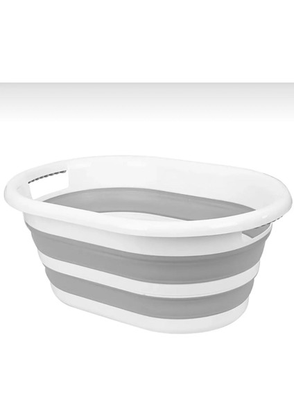 Plastik 40 Lt Büyük Boy Katlanabilir Çamaşır Sepeti 60X40 Gri
