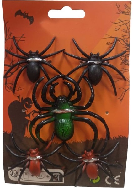 Halloween 7 x 6 cm Sert Plastik Örümcek Maskotu Karışık Renk 5 Adet M1