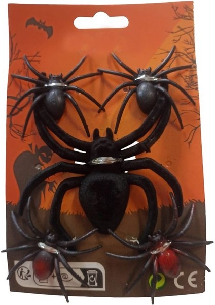 Halloween 7 x 6 cm Sert Plastik Örümcek Maskotu Karışık Renk 5 Adet M2