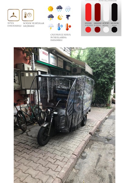 Kasalı Model Motolüx/stmax/yuki/kral Uyumlu Tüm Aracı Örten Kabin - Siyah 3 Tekerli Motor Brandası fırsatları