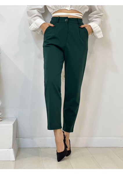 Scuba Krep Tek Filato Arka Lastikli Kadın Pantolon, 4 Mevsim Sezon Pantolon, Iş Kadını