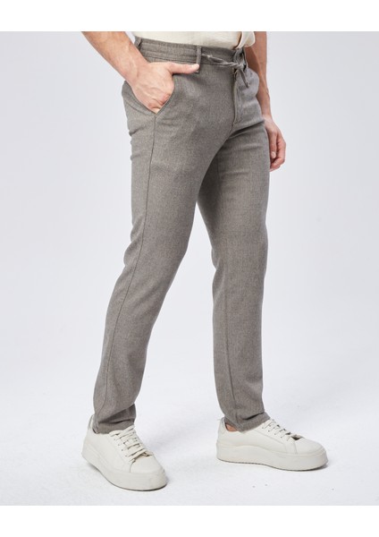 Bej Dokuma Jogging Fit Casual Erkek Pantolon