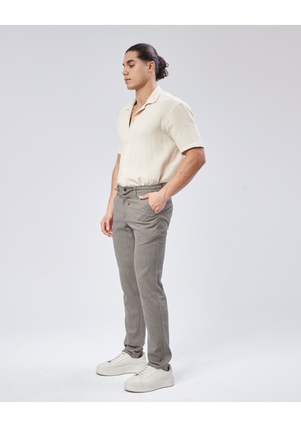 Bej Dokuma Jogging Fit Casual Erkek Pantolon