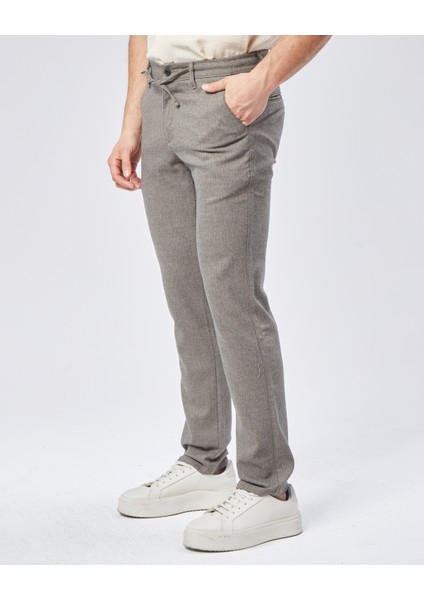 Bej Dokuma Jogging Fit Casual Erkek Pantolon
