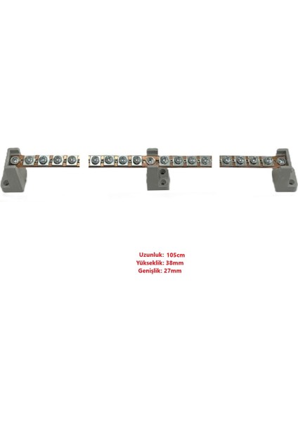 31 Vidalı Faz Nötr Barası Ayaklı 15 x 1,5 mm 1 Metre