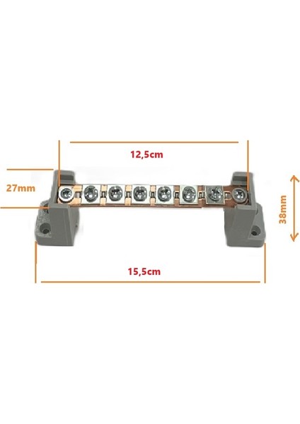 6 Vidalı Vidalı Faz Nötr Barası Ayaklı 2 mm
