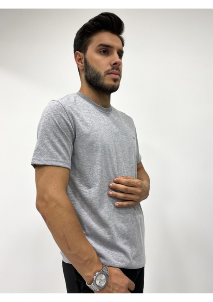Erkek Kısa Kol Sıfır Yaka Gri Tişört fiyatları
