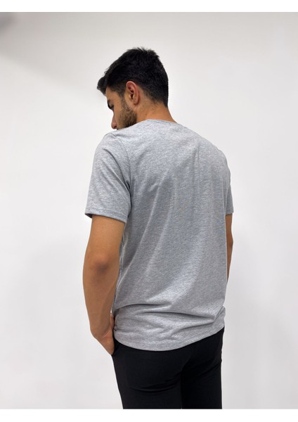Erkek Kısa Kol Sıfır Yaka Gri Tişört modelleri