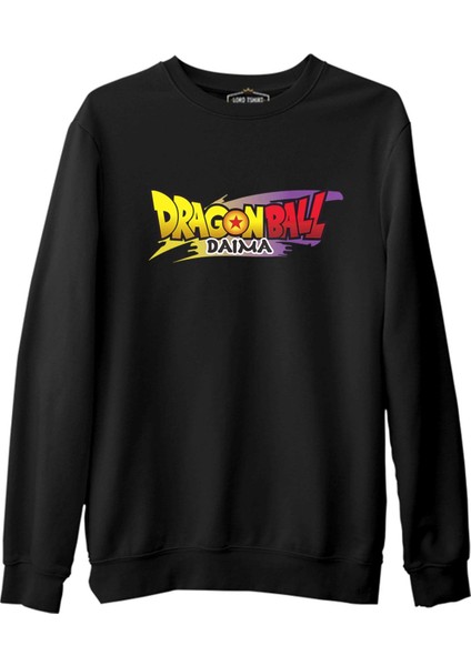 Dragon Ball Daima Logo Siyah Erkek Kalın Sweatshirt