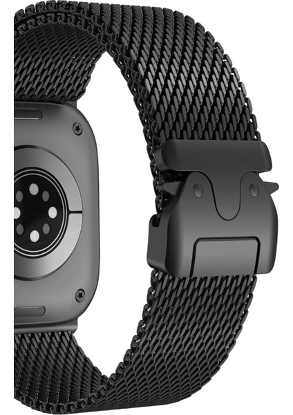 Apple Watch 7 45MM Watch 44MM Redclick KRD-121 Metal Ince Slim Hasır Kordon