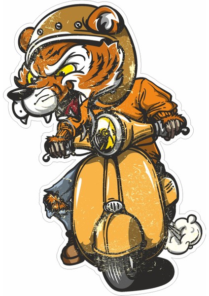 Motosikletli Kaplan Tiger Sticker 00272
