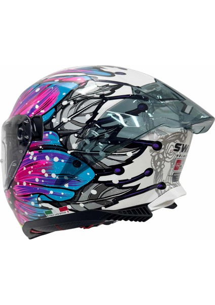Sw 865 Butterfly Güneş Vizörlü Full Face Motosiklet Kaskı - M