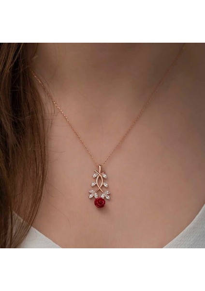​gümüş Rose Kırmızı Gül Kolye fiyatları