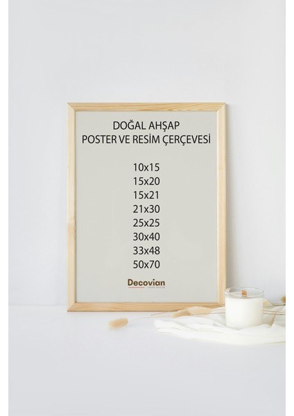 Doğal Ahşap Çerçeve -Boş Çerçeve-Resim Çerçevesi, Poster Puzzle Çerçevesi (Ön Korumalı,postersiz)