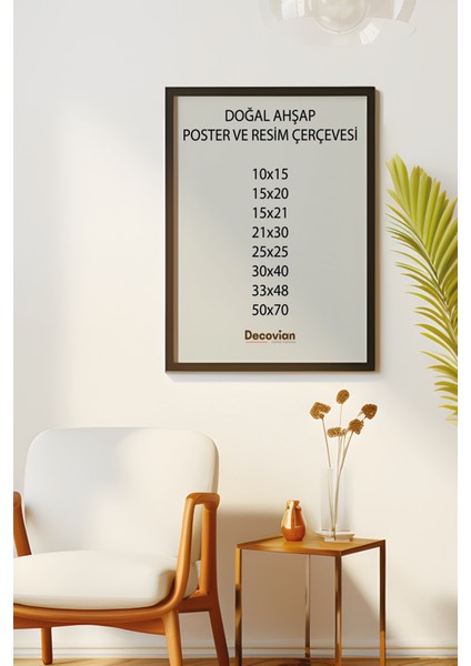 Doğal Ahşap Çerçeve -Boş Çerçeve-Resim Çerçevesi, Poster Puzzle Çerçevesi (Ön Korumalı,postersiz)
