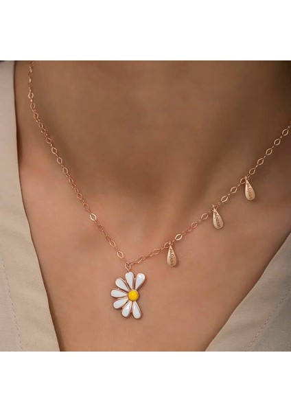 Gümüş Rose Papatya Seviyor Sevmiyor Bayan Kolye fırsatları