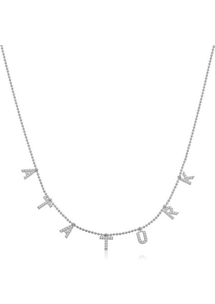 Gümüş Atatürk Yazılı Bayan Kolye