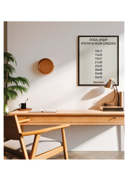 Doğal Ahşap Çerçeve -Boş Çerçeve-Resim Çerçevesi, Poster Puzzle Çerçevesi (Ön Korumalı,postersiz)