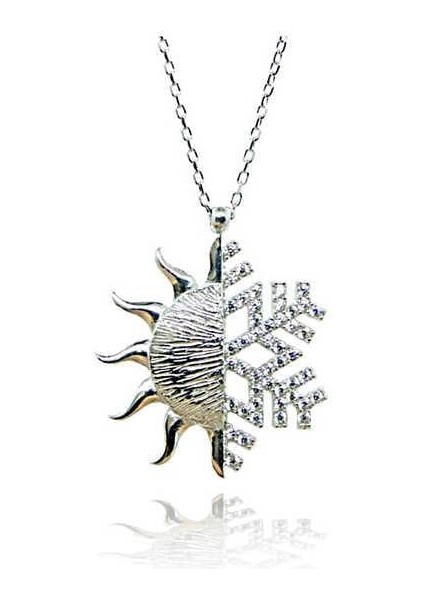 Gümüş Güneş Kartanesi Bayan Kolye