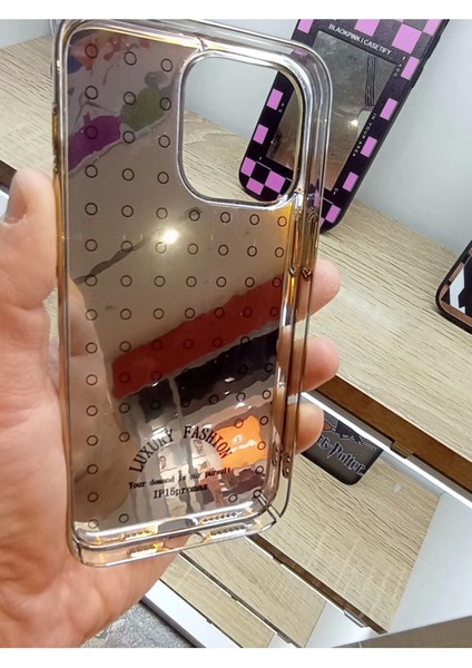 iPhone 15 Pro Max Taşlı Kapak Içi Karbon Hologramlı Darbe Korumalı Kılıf