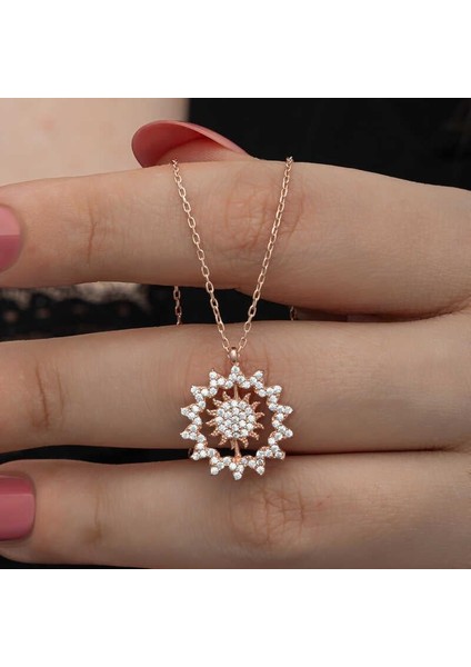 Gümüş Rose Güneş Kadın Kolye