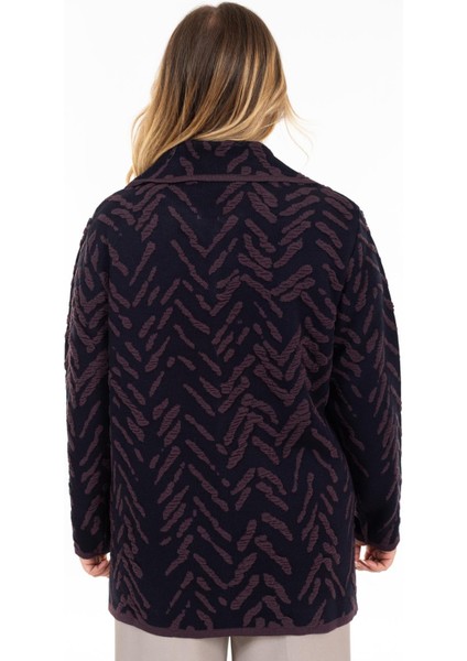 Yeni Sezon Kadın Triko Örgü Sıkı Dokuma Düğmeli Gömlek Yaka Anne Kışlık Hırka 32043-MÜRDÜM