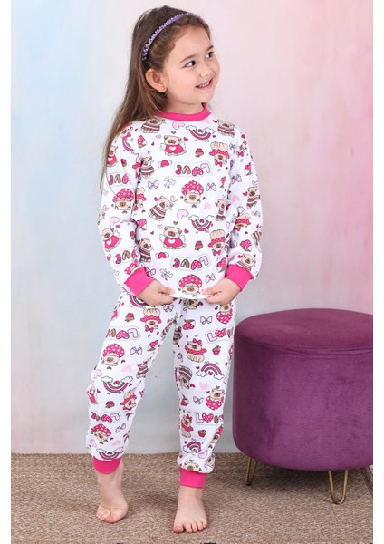 Kız Çocuk %100 Pamuk Pijama Takımı 1810-FUŞYA