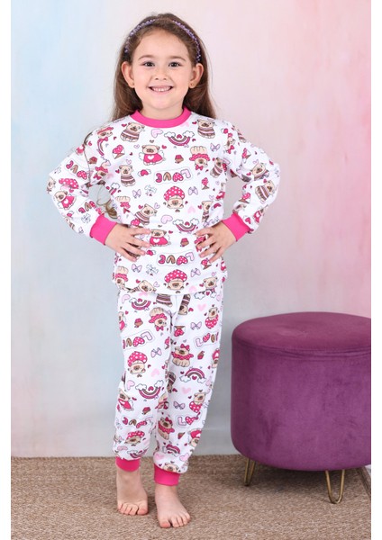 Kız Çocuk %100 Pamuk Pijama Takımı 1810-FUŞYA