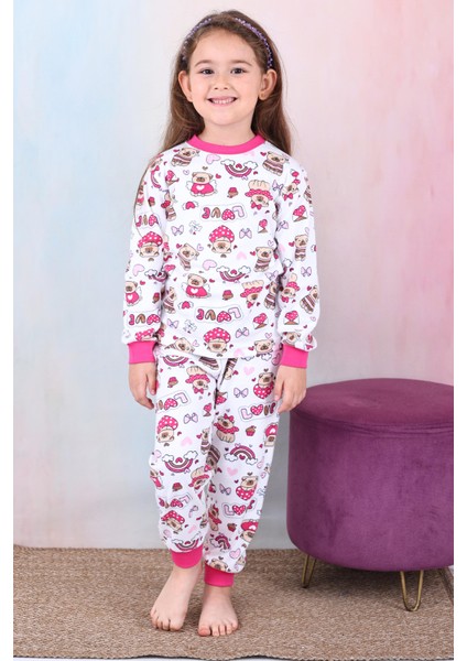 Kız Çocuk %100 Pamuk Pijama Takımı 1810-FUŞYA