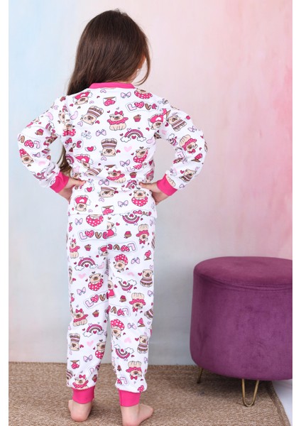 Kız Çocuk %100 Pamuk Pijama Takımı 1810-FUŞYA