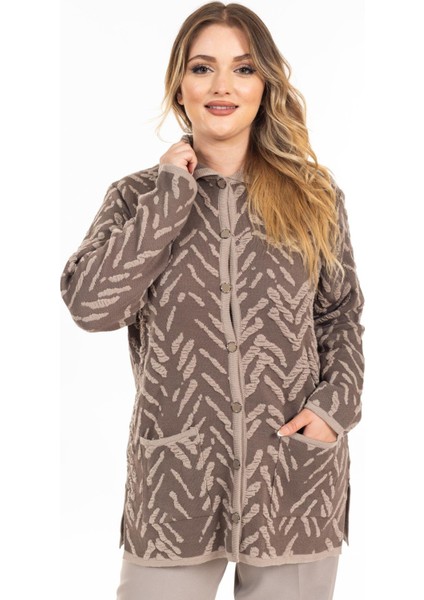 Yeni Sezon Kadın Triko Örgü Sıkı Dokuma Düğmeli Gömlek Yaka Anne Kışlık Hırka 32043-VIZON indirimleri