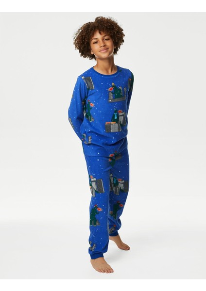 Marks & Spencer Godzilla Desenli Uzun Kollu Polar Pijama Takımı (2-16 Yaş)